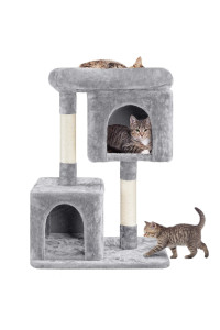 Yaheetech 335 Cat Tree Cat Tower With 2 Cozy Plush Condos Sisal Scratching Posts Cat Stand House For Cats Pets