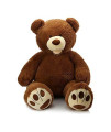 MorisMos giant Teddy Bear with Big Footprints Big Teddy Bear Plush Stuffed Animals Dark Brown for Boy,children,Boyfriend 39 Inches