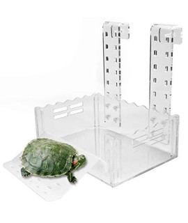Basking Platform Multifunctional Acrylic Reptile Ramp Ladder Resting Terrace Resting Feeding Terrace Aquarium Tortoise Bask Terrace with Hook for s and Other Aquatic Pets