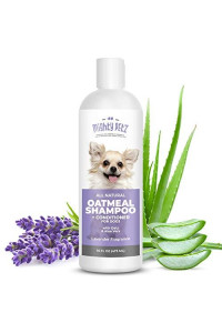 Mighty Petz 2-In-1 Oatmeal Dog Shampoo And Conditioner - Dog Shampoo Sensitive Skin For Dogs Itchy Dry Skin With Soothing Aloe Vera Baking Soda Ph Balanced Get Smelly Dogs Coat Fresh, 16 Oz