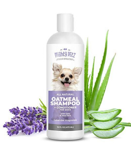 Mighty Petz 2-In-1 Oatmeal Dog Shampoo And Conditioner - Dog Shampoo Sensitive Skin For Dogs Itchy Dry Skin With Soothing Aloe Vera Baking Soda Ph Balanced Get Smelly Dogs Coat Fresh, 16 Oz