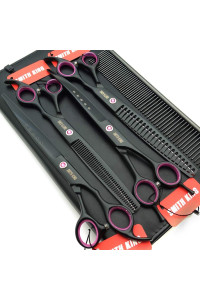 80 inches Professional Dog grooming Scissors Set Straight thinning curved chunkers 4pcs in 1 Set (with comb)