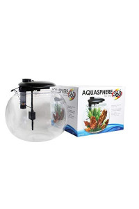 Penn-Plax AquaSphere 360 Large Bowl-Shaped Aquarium for Freshwater and Saltwater Setups - Fully Integrated Filtration System and LED Light Display - Durable Polycarbonate - 14 Gallons