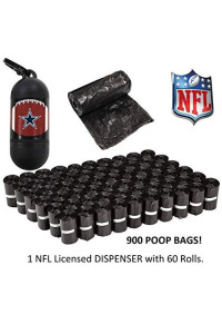 Pets First Dallas Cowboys Poop Bag Dispenser with D Ring to Attach Leash and Keys with 900 Premium Bags