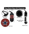 Pets First Dallas Cowboys Poop Bag Dispenser with D Ring to Attach Leash and Keys with 900 Premium Bags