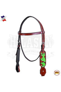 HILASON Western Horse Headstall Tack Bridle American Leather Brown Cactus