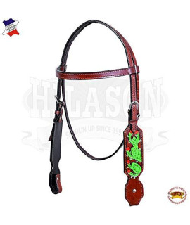 HILASON Western Horse Headstall Tack Bridle American Leather Brown Cactus