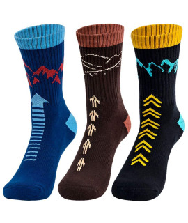 Time May Tell Mens Hiking Socks Moisture Wicking cushion crew Socks for Terkking,Outdoor Sports,Performance 3 pack (Black,Brown,Blue 6A-9A)