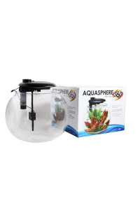 Penn-Plax AquaSphere 360 Large Bowl-Shaped Aquarium for Freshwater and Saltwater Setups - Fully Integrated Filtration System and LED Light Display - Durable Polycarbonate - 10 Gallons