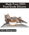 CatGuru Cat Food Mat, Small & Large Pet Food Mat, Waterproof Cat Mat for Food and Water, Silicone Pet Mat for Food, Non-Slip Pet Mats, Easy to Clean Cat Food Tray, Pet Bowl Mat (Small, Gray)