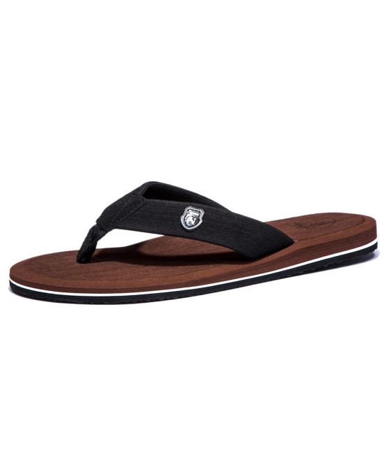 Needbo Mens Flip Flops Thong Sandals Comfortable Lightweight Beach Sandal (8 M Us, Brown)