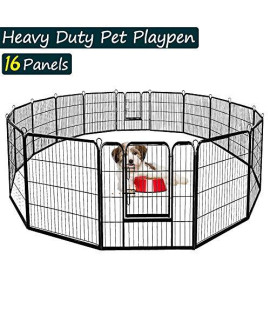 Dog Fence Outdoor Heavy Duty Dog Pen Indoor Multiple Shape Configurations Puppy Playpen 32??L x 24??H 16 Panel Extra Large Dog Crate Kennel Cage for Small - Large Dogs
