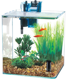 Penn-Plax Water-World Vertex Desktop Aquarium Kit - Perfect for Shrimp & Small Fish - 10 Gallon Tank