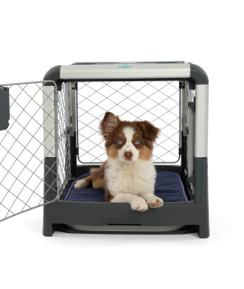 Diggs Revol Dog Crate (Collapsible Dog Crate, Portable Dog Crate, Travel Dog Crate, Dog Kennel) for Medium Dogs and Puppies (Grey)
