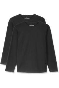 Kids Unisex 2 Packs 100 Cotton Tagless Long Sleeve Crewneck T Shirt Top L Black