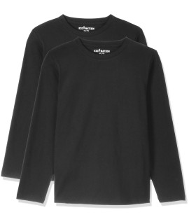 Kids Unisex 2 Packs 100 Cotton Tagless Long Sleeve Crewneck T Shirt Top L Black