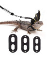 VavoPaw Bearded Dragon Lizard Leash Harness, Adjustable Lizard Reptiles Leash Cool Wings (S/M/L 3 Pack), Clothes Costume for Lizard Reptile, Gecko, Iguanas, Amphibians & Small Animals, Black+Gold