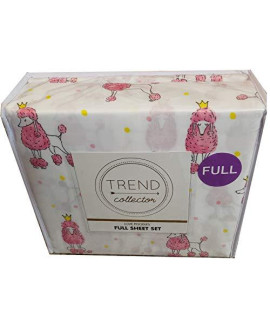 Trend Collection Love Poodles Pink and White Dog Pattern Sheet Set (Full Size)