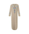 Kaftan Dresses for Women Boho Loose Tropical Oversized Sundress Pleat Tunic V Neck Long Maxi Dress JHKUNO