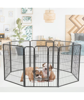 8 Panel Heavy Duty Dog Playpen,Indoor Outdoor Pet Playpens for Small Medium Large Dogs,Portable Folding Dog Fence,Cat Rabbit Bunny Pig Ferret Metal Exercise Pen Cage Kennel Crate,24"(Adjustable Shape)