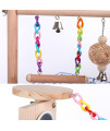 Bird Cage Play Stand Toy Set, Bird Playground Gym Hanging Chewing Toys Ladder Swing Accessories for Conure, Parakeets, Budgie, Cockatiels, Lovebirds, Parrot Wood Perch Cage Toys