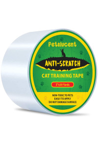 Petslucent cat Scratch Furniture Protector Tape, cat Anti Scratch Deterrent Training Tape, Double Sided clear Sticky Paws guards for carpet, Sofa, couch, Door (3x 30 Yards, green)
