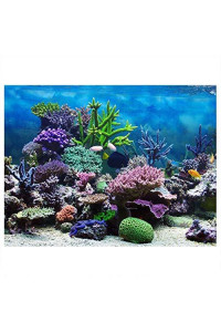 Mumusuki PVC Adhesive Underwater Coral Aquarium Fish Tank Background Poster Backdrop Home Office Decoration Paper(7646cm)