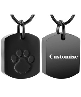 Minicremation Cremation Jewelry Urn Necklace For Ashes For Pet, Paw Print Memorial Ash Jewelry, Keepsake Holder Memorial Dog Tag Urn Necklace For Cat