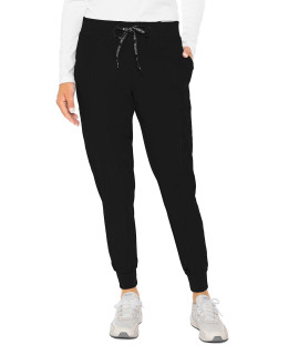 Med couture Womens Peaches collection Seamed Jogger Scrub Pant, Black, Small