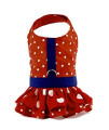 Spoiled Dog Designs - Handcrafted Pet Harness Dress - Red Polka Dot Ruffled Dress - Medium
