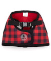 The Worthy Dog Printed Harness Buffalo Plaid Red and Black Plaid Pattern Harness with Padded Mesh Velcro Adjustable, Outdoor, Easy Walk Vest for Small Medium Large Dogs, Red/Black Color