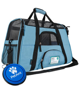 PetAmi Premium Airline Approved Soft-Sided Pet Travel Carrier | Ideal for Small - Medium Sized Cats, Dogs, and Pets | Ventilated, Comfortable Design with Safety Features (Large, Baby Blue)