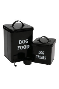 Morezi Dog Food Storage Container Farmhouse Pet Food Treats Holder With Lid And Scoop, Perfect Sturdy Canister Tins For Kitchen Countertop, Shelf, Great Gift For Pet Owners - Dog Food - Black
