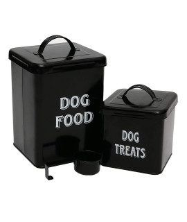 Morezi Dog Food Storage Container Farmhouse Pet Food Treats Holder With Lid And Scoop, Perfect Sturdy Canister Tins For Kitchen Countertop, Shelf, Great Gift For Pet Owners - Dog Food - Black