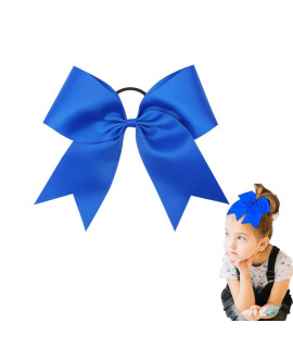 Oaoleer 8 Jumbo Large cheer Bows Ponytail Holder Elastic Band Handmade Boutique Hair Accessories for cheerleading Teen girls college Women Sports (1PcS, Royal Blue)