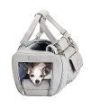 ZuGoPet Jetsetter Faux Leather Pet Carrier Handbag Purse Bag Dogs and Cats (Large (20-inches), Stone Grey)
