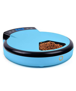 Ltljx Automatic Pet Feeder For Dogs And Cats 5 Meals Trays Dry Wet Food Auto Pet Food Dispenser Programmed Timer Voice Recording Functionblue