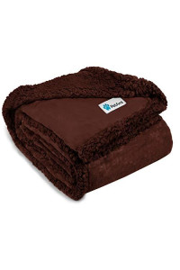 PetAmi Waterproof Dog Blanket for Bed, Couch, Sofa | Waterproof Dog Bed Cover for Large Dogs, Puppies | Sherpa Fleece Pet Blanket Furniture Protector | Reversible Microfiber | 80 x 60 (Brown/Brown)