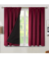 Bgment Thermal Insulated 100 Blackout Curtains For Bedroom With Black Liner, Double Layer Full Room Darkening Noise Reducing Rod Pocket Curtain (52 X 45 Inch, Burgundy Red, 2 Panels)