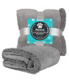 PetAmi WATERPROOF Dog Blanket for Bed, Couch, Sofa | Waterproof Dog Bed Cover for Large Dogs Puppies | Grey Sherpa Fleece Pet Blanket Furniture Protector | Reversible Microfiber | 80 x 60 (Light Grey)