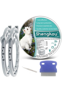 Natural Flea and Tick collar for Small Dogs - Safe Prevention and control of Pests on Puppies - Waterproof and Long-Lasting - Includes Free comb and Tick Tweezer - 2-Pack, 138 Inches