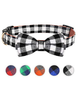 Dog Bow Tie, Vaburs Dog Cat Collar With Bow Tie Buckle Light Plaid Dog Collar For Dogs Cats Pets Soft Comfortable,Adjustable (L, Black)