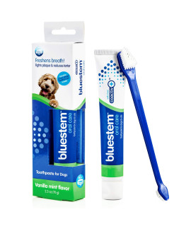 Dog Toothbrush and Toothpaste : Vanilla Mint Flavor Tooth Paste with Tooth Brush for Dogs Teeth Brushing cleaner Pet Breath Freshener Oral care Dental cleaning Kit Tartar Plaque Remover Brushes