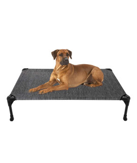 Veehoo Cooling Elevated Dog Bed Portable Raised Pet Cot With Washable & Breathable Mesh No-Slip Rubber Feet For Indoor & Outdoor Use Large Black Silver