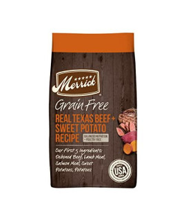 Merrick Dry Dog Food, Real Texas Beef and Sweet Potato Grain Free Dog Food Recipe - 22 lb. Bag