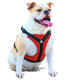 Bulldog Grade Harness for English-American-French Bulldogs - Custom Fit, No Pull, Reflective Vest Harnesses for Your Bully (Small, Bulldog Red)