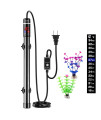 ZEETOON 500W Aquarium Heater with 2 Artificial Plants 1 Stick-on Thermometer, Safe Titanium Submersible Fish Tank Heater for Salt Water or Fresh Water 40-120 Gallon, LED Digital Thermostat Controller