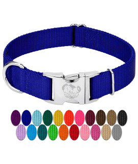 Country Brook Design - Vibrant 30+ Color Selection - Premium Nylon Dog Collar with Metal Buckle (Extra Large, 1 Inch, Bright Royal Blue)