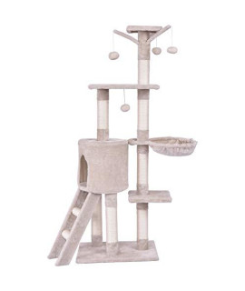 PETSJOY Cat Tree Condo with Scratching Posts Perches, Deluxe Cat Tower Kitten Play House