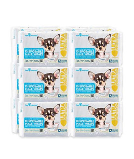 Paw Inspired Disposable Male Dog Wraps, Belly Band for Dogs | Disposable Dog Diapers Male | Belly Bands for Male Dogs | Excitable Urination, Incontinence, or Male Marking (144 Count, X-Small)